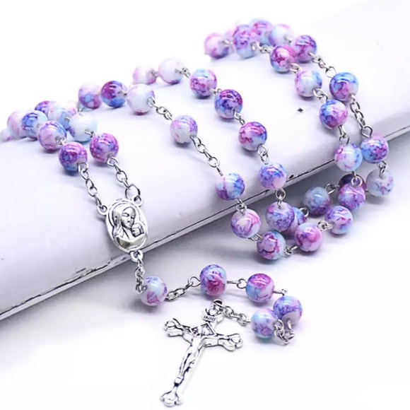Jewelry - Multicolored 8mm Beaded Rosary Necklace